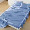 imageBedsure Satin Sheets Queen Size Bed Set  Luxury Silky Bed Sheet Set Ultra Soft ampamp Wrinkle Free Good for Hair ampamp Skin Gifts for Women 15 Inches Deep Pocket 4Piece Queen Silver Grey12  Sky Blue