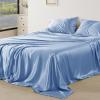 imageBedsure Satin Sheets Queen Size Bed Set  Luxury Silky Bed Sheet Set Ultra Soft ampamp Wrinkle Free Good for Hair ampamp Skin Gifts for Women 15 Inches Deep Pocket 4Piece Queen Silver Grey12  Sky Blue