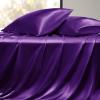 imageBedsure Satin Sheets Queen Size Bed Set  Luxury Silky Bed Sheet Set Ultra Soft ampamp Wrinkle Free Good for Hair ampamp Skin Gifts for Women 15 Inches Deep Pocket 4Piece Queen Silver Grey10  Purple