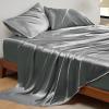 imageBedsure Satin Sheets Queen Size Bed Set  Luxury Silky Bed Sheet Set Ultra Soft ampamp Wrinkle Free Good for Hair ampamp Skin Gifts for Women 15 Inches Deep Pocket 4Piece Queen Silver Grey22  Dark Grey
