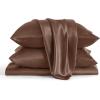 imageBedsure Satin Sheets Queen Size Bed Set  Luxury Silky Bed Sheet Set Ultra Soft ampamp Wrinkle Free Good for Hair ampamp Skin Gifts for Women 15 Inches Deep Pocket 4Piece Queen Silver Grey08  Coffee