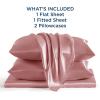 imageBedsure Satin Sheets Queen Size Bed Set  Luxury Silky Bed Sheet Set Ultra Soft ampamp Wrinkle Free Good for Hair ampamp Skin Gifts for Women 15 Inches Deep Pocket 4Piece Queen Silver Grey11  Coral