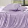 imageBedsure Satin Sheets Queen Size Bed Set  Luxury Silky Bed Sheet Set Ultra Soft ampamp Wrinkle Free Good for Hair ampamp Skin Gifts for Women 15 Inches Deep Pocket 4Piece Queen Silver Grey15  Lavender