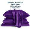 imageBedsure Satin Sheets Queen Size Bed Set  Luxury Silky Bed Sheet Set Ultra Soft ampamp Wrinkle Free Good for Hair ampamp Skin Gifts for Women 15 Inches Deep Pocket 4Piece Queen Silver Grey10  Purple