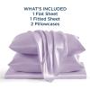 imageBedsure Satin Sheets Queen Size Bed Set  Luxury Silky Bed Sheet Set Ultra Soft ampamp Wrinkle Free Good for Hair ampamp Skin Gifts for Women 15 Inches Deep Pocket 4Piece Queen Silver Grey15  Lavender