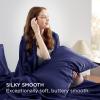 imageBedsure Satin Sheets Queen Size Bed Set  Luxury Silky Bed Sheet Set Ultra Soft ampamp Wrinkle Free Good for Hair ampamp Skin Gifts for Women 15 Inches Deep Pocket 4Piece Queen Silver Grey14  Navy