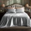 imageBedsure Satin Sheets Queen Size Bed Set  Luxury Silky Bed Sheet Set Ultra Soft ampamp Wrinkle Free Good for Hair ampamp Skin Gifts for Women 15 Inches Deep Pocket 4Piece Queen Silver Grey01  Silver Grey