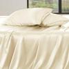 imageBedsure Satin Sheets Queen Size Bed Set  Luxury Silky Bed Sheet Set Ultra Soft ampamp Wrinkle Free Good for Hair ampamp Skin Gifts for Women 15 Inches Deep Pocket 4Piece Queen Silver Grey17  Cream