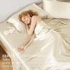 imageBedsure Satin Sheets Queen Size Bed Set  Luxury Silky Bed Sheet Set Ultra Soft ampamp Wrinkle Free Good for Hair ampamp Skin Gifts for Women 15 Inches Deep Pocket 4Piece Queen Silver Grey17  Cream