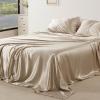 imageBedsure Satin Sheets Queen Size Bed Set  Luxury Silky Bed Sheet Set Ultra Soft ampamp Wrinkle Free Good for Hair ampamp Skin Gifts for Women 15 Inches Deep Pocket 4Piece Queen Silver Grey18  Khaki