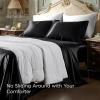 imageBedsure Satin Sheets Queen Size Bed Set  Luxury Silky Bed Sheet Set Ultra Soft ampamp Wrinkle Free Good for Hair ampamp Skin Gifts for Women 15 Inches Deep Pocket 4Piece Queen Silver Grey02  Black