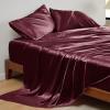 imageBedsure Satin Sheets Queen Size Bed Set  Luxury Silky Bed Sheet Set Ultra Soft ampamp Wrinkle Free Good for Hair ampamp Skin Gifts for Women 15 Inches Deep Pocket 4Piece Queen Silver Grey19  Burgundy