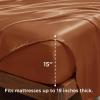 imageBedsure Satin Sheets Queen Size Bed Set  Luxury Silky Bed Sheet Set Ultra Soft ampamp Wrinkle Free Good for Hair ampamp Skin Gifts for Women 15 Inches Deep Pocket 4Piece Queen Silver Grey21  Burnt Orange