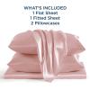 imageBedsure Satin Sheets Queen Size Bed Set  Luxury Silky Bed Sheet Set Ultra Soft ampamp Wrinkle Free Good for Hair ampamp Skin Gifts for Women 15 Inches Deep Pocket 4Piece Queen Silver Grey13  Blush Pink