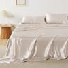 imageBedsure Satin Sheets Queen Size Bed Set  Luxury Silky Bed Sheet Set Ultra Soft ampamp Wrinkle Free Good for Hair ampamp Skin Gifts for Women 15 Inches Deep Pocket 4Piece Queen Silver Grey20  Beige