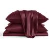 imageBedsure Satin Sheets Queen Size Bed Set  Luxury Silky Bed Sheet Set Ultra Soft ampamp Wrinkle Free Good for Hair ampamp Skin Gifts for Women 15 Inches Deep Pocket 4Piece Queen Silver Grey19  Burgundy