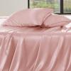 imageBedsure Satin Sheets Queen Size Bed Set  Luxury Silky Bed Sheet Set Ultra Soft ampamp Wrinkle Free Good for Hair ampamp Skin Gifts for Women 15 Inches Deep Pocket 4Piece Queen Silver Grey13  Blush Pink