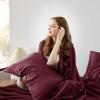 imageBedsure Satin Sheets Queen Size Bed Set  Luxury Silky Bed Sheet Set Ultra Soft ampamp Wrinkle Free Good for Hair ampamp Skin Gifts for Women 15 Inches Deep Pocket 4Piece Queen Silver Grey19  Burgundy
