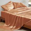 imageBedsure Satin Sheets Queen Size Bed Set  Luxury Silky Bed Sheet Set Ultra Soft ampamp Wrinkle Free Good for Hair ampamp Skin Gifts for Women 15 Inches Deep Pocket 4Piece Queen Silver Grey21  Burnt Orange