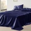 imageBedsure Satin Sheets Queen Size Bed Set  Luxury Silky Bed Sheet Set Ultra Soft ampamp Wrinkle Free Good for Hair ampamp Skin Gifts for Women 15 Inches Deep Pocket 4Piece Queen Silver Grey14  Navy
