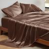 imageBedsure Satin Sheets Queen Size Bed Set  Luxury Silky Bed Sheet Set Ultra Soft ampamp Wrinkle Free Good for Hair ampamp Skin Gifts for Women 15 Inches Deep Pocket 4Piece Queen Silver Grey08  Coffee