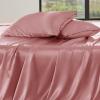 imageBedsure Satin Sheets Queen Size Bed Set  Luxury Silky Bed Sheet Set Ultra Soft ampamp Wrinkle Free Good for Hair ampamp Skin Gifts for Women 15 Inches Deep Pocket 4Piece Queen Silver Grey11  Coral