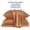 imageBedsure Satin Sheets Queen Size Bed Set  Luxury Silky Bed Sheet Set Ultra Soft ampamp Wrinkle Free Good for Hair ampamp Skin Gifts for Women 15 Inches Deep Pocket 4Piece Queen Silver Grey21  Burnt Orange