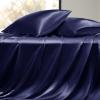 imageBedsure Satin Sheets Queen Size Bed Set  Luxury Silky Bed Sheet Set Ultra Soft ampamp Wrinkle Free Good for Hair ampamp Skin Gifts for Women 15 Inches Deep Pocket 4Piece Queen Silver Grey14  Navy
