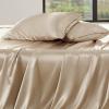 imageBedsure Satin Sheets Queen Size Bed Set  Luxury Silky Bed Sheet Set Ultra Soft ampamp Wrinkle Free Good for Hair ampamp Skin Gifts for Women 15 Inches Deep Pocket 4Piece Queen Silver Grey18  Khaki