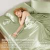 imageBedsure Satin Sheets Queen Size Bed Set  Luxury Silky Bed Sheet Set Ultra Soft ampamp Wrinkle Free Good for Hair ampamp Skin Gifts for Women 15 Inches Deep Pocket 4Piece Queen Silver Grey09  Sage Green