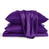 imageBedsure Satin Sheets Queen Size Bed Set  Luxury Silky Bed Sheet Set Ultra Soft ampamp Wrinkle Free Good for Hair ampamp Skin Gifts for Women 15 Inches Deep Pocket 4Piece Queen Silver Grey10  Purple