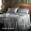 imageBedsure Satin Sheets Queen Size Bed Set  Luxury Silky Bed Sheet Set Ultra Soft ampamp Wrinkle Free Good for Hair ampamp Skin Gifts for Women 15 Inches Deep Pocket 4Piece Queen Silver Grey01  Silver Grey
