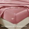 imageBedsure Satin Sheets Queen Size Bed Set  Luxury Silky Bed Sheet Set Ultra Soft ampamp Wrinkle Free Good for Hair ampamp Skin Gifts for Women 15 Inches Deep Pocket 4Piece Queen Silver Grey11  Coral