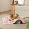 imageBedsure Self Warming Blanket for Small Dogs ampamp Cats  Waterproof Washable Sherpa Fleece Puppy Blanket Soft Plush Reversible Throw 25quotX35quot GreyAzalea Pink