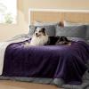 imageBedsure Self Warming Blanket for Small Dogs ampamp Cats  Waterproof Washable Sherpa Fleece Puppy Blanket Soft Plush Reversible Throw 25quotX35quot GreyEggplant