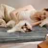 imageBedsure Self Warming Cat Bed Medium Self Heating Dog Crate Pad Thermal Extra Warm Puppy Mat Indoor ampamp Outdoor NonSlip ampamp Washable 30quot x 20quot GreyFormal Grey