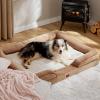 imageBedsure Self Warming Cat Bed Medium Self Heating Dog Crate Pad Thermal Extra Warm Puppy Mat Indoor ampamp Outdoor NonSlip ampamp Washable 30quot x 20quot GreyIvory White