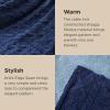 imageBedsure Sherpa Fleece Throw Blanket for Couch  Soft Fluffy ampamp Cozy Cable Jacquard Tufted Throw Blankets for Women Gift Thick Warm Blanket for Winter and All Seasons Beige 50x60 Inches06  Navy