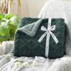imageBedsure Sherpa Fleece Throw Blanket for Couch  Soft Fluffy ampamp Cozy Cable Jacquard Tufted Throw Blankets for Women Gift Thick Warm Blanket for Winter and All Seasons Beige 50x60 Inches07  Dark Green