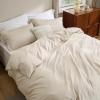imageBedsure Striped Duvet Cover Queen Size  MoistureWicking Eucalyptus Lyocell Cotton ampamp Linen Hybrid Comforter Cover Set with Bowknot Ties Closure  GentleSoft ampamp Breathable Bedding Set  Seaweed Green04  Beige No Comforter