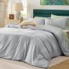 imageBedsure Striped Duvet Cover Queen Size  MoistureWicking Eucalyptus Lyocell Cotton ampamp Linen Hybrid Comforter Cover Set with Bowknot Ties Closure  GentleSoft ampamp Breathable Bedding Set  Seaweed Green06  Silver Grey No Comforter