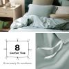 imageBedsure Striped Duvet Cover Queen Size  MoistureWicking Eucalyptus Lyocell Cotton ampamp Linen Hybrid Comforter Cover Set with Bowknot Ties Closure  GentleSoft ampamp Breathable Bedding Set  Seaweed Green08  Jadeite Green No Comforter