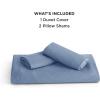 imageBedsure Striped Duvet Cover Queen Size  MoistureWicking Eucalyptus Lyocell Cotton ampamp Linen Hybrid Comforter Cover Set with Bowknot Ties Closure  GentleSoft ampamp Breathable Bedding Set  Seaweed Green10  Slate Blue No Comforter