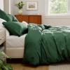 imageBedsure Striped Duvet Cover Queen Size  MoistureWicking Eucalyptus Lyocell Cotton ampamp Linen Hybrid Comforter Cover Set with Bowknot Ties Closure  GentleSoft ampamp Breathable Bedding Set  Seaweed Green09  Forest Green No Comforter
