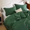 imageBedsure Striped Duvet Cover Queen Size  MoistureWicking Eucalyptus Lyocell Cotton ampamp Linen Hybrid Comforter Cover Set with Bowknot Ties Closure  GentleSoft ampamp Breathable Bedding Set  Seaweed Green09  Forest Green No Comforter