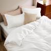 imageBedsure Striped Duvet Cover Queen Size  MoistureWicking Eucalyptus Lyocell Cotton ampamp Linen Hybrid Comforter Cover Set with Bowknot Ties Closure  GentleSoft ampamp Breathable Bedding Set  Seaweed Green02  Ivory White No Comforter