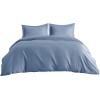 imageBedsure Striped Duvet Cover Queen Size  MoistureWicking Eucalyptus Lyocell Cotton ampamp Linen Hybrid Comforter Cover Set with Bowknot Ties Closure  GentleSoft ampamp Breathable Bedding Set  Seaweed Green10  Slate Blue No Comforter