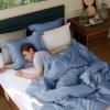imageBedsure Striped Duvet Cover Queen Size  MoistureWicking Eucalyptus Lyocell Cotton ampamp Linen Hybrid Comforter Cover Set with Bowknot Ties Closure  GentleSoft ampamp Breathable Bedding Set  Seaweed Green10  Slate Blue No Comforter