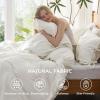 imageBedsure Striped Duvet Cover Queen Size  MoistureWicking Eucalyptus Lyocell Cotton ampamp Linen Hybrid Comforter Cover Set with Bowknot Ties Closure  GentleSoft ampamp Breathable Bedding Set  Seaweed Green06  Off White No Comforter