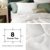 imageBedsure Striped Duvet Cover Queen Size  MoistureWicking Eucalyptus Lyocell Cotton ampamp Linen Hybrid Comforter Cover Set with Bowknot Ties Closure  GentleSoft ampamp Breathable Bedding Set  Seaweed Green02  Ivory White No Comforter